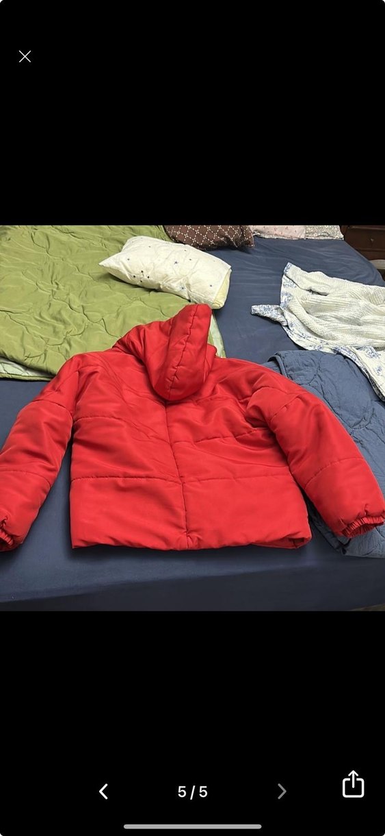 Kızlar İçin Kırmızı Kapüşonlu Polar Mont - Görsel 2