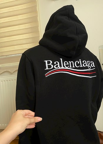 xxl Beden Siyah Balenciaga Kapüşonlu Oversize Sweatshirt