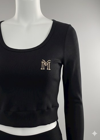 Siyah Kadın Spor Tayt ve Uzun Kollu Üst Takım - Görsel 3