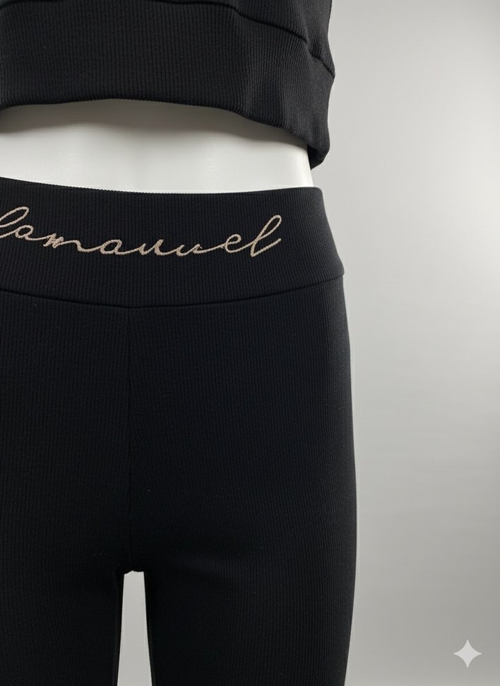 Siyah Kadın Spor Tayt ve Uzun Kollu Üst Takım - Görsel 2