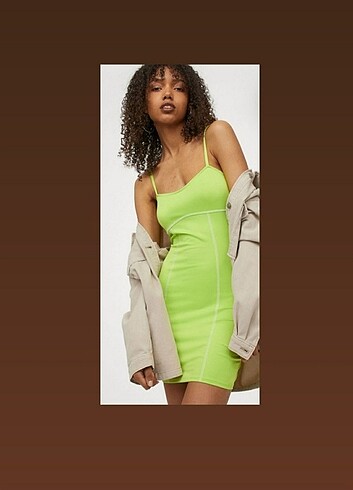 H&M yeşil kısa elbise