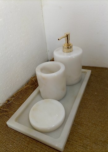 Mermer banyo üçlü sıvı sabunluk set