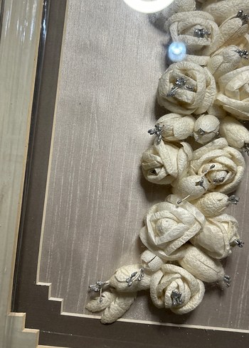 Beyaz Gül Desenli ipek Kozası nişan tepsisi - Görsel 4