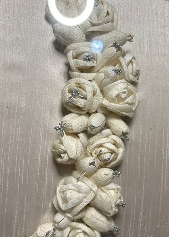 Beyaz Gül Desenli ipek Kozası nişan tepsisi - Görsel 3