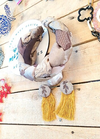 Nakışlı gümüş yaldızlı Taç küpe takim - Görsel 5