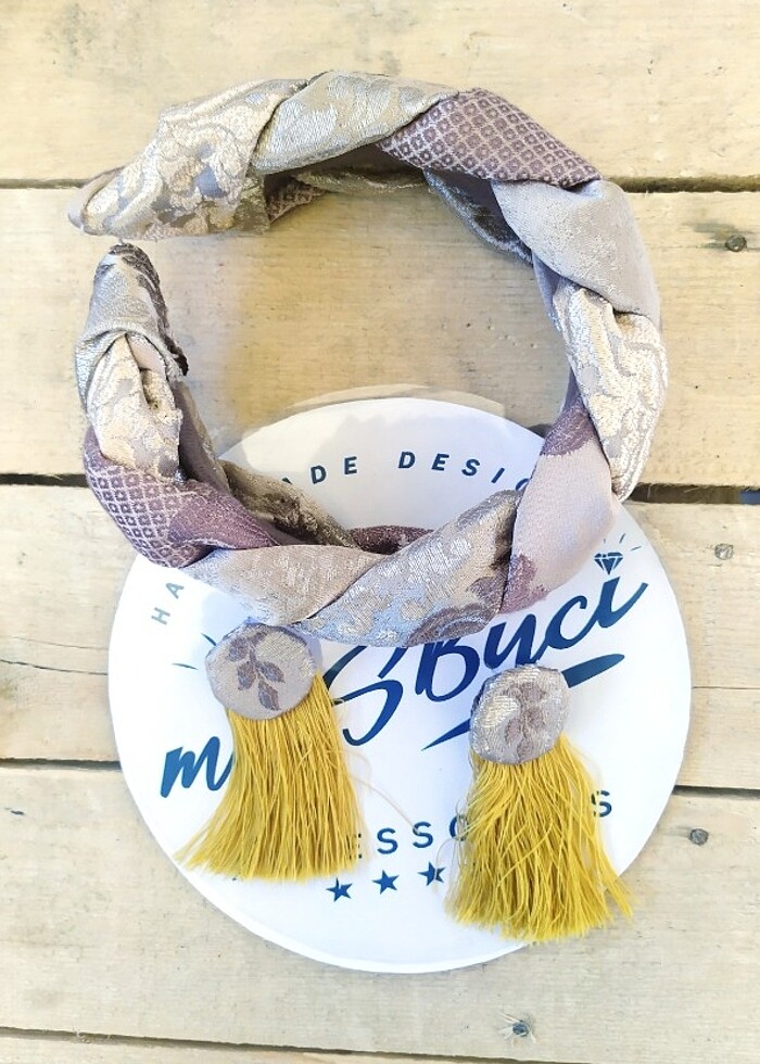 Nakışlı gümüş yaldızlı Taç küpe takim - Görsel 2