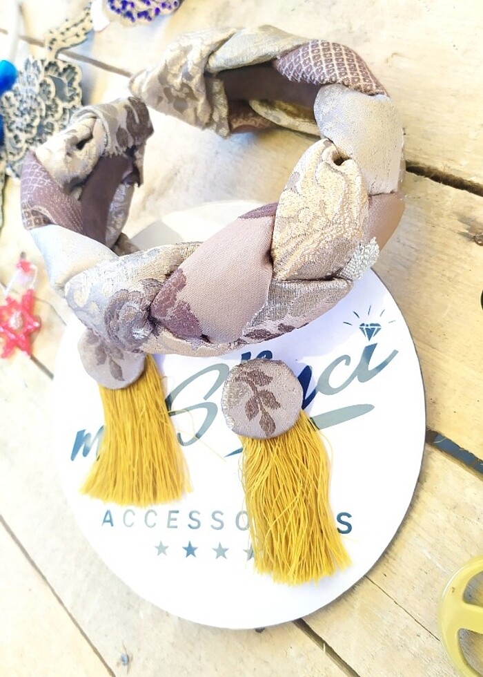 Nakışlı gümüş yaldızlı Taç küpe takim - Görsel 3