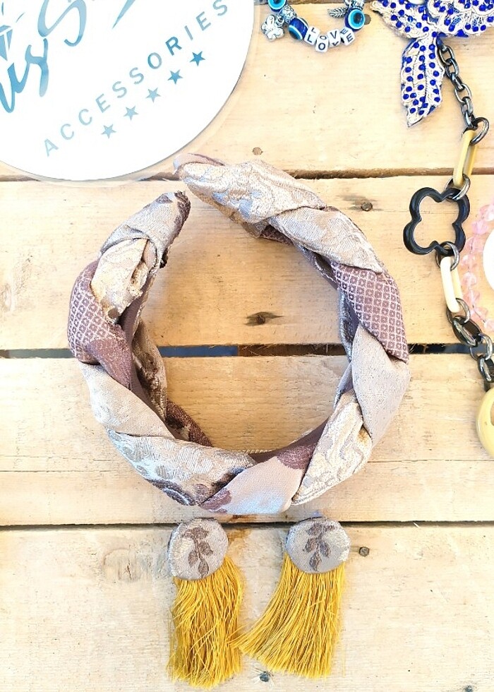 Nakışlı gümüş yaldızlı Taç küpe takim - Görsel 4