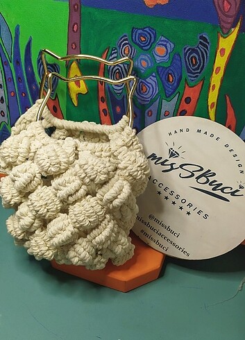 Popcorn çanta el örmesi  çift taraflı  - Görsel 4