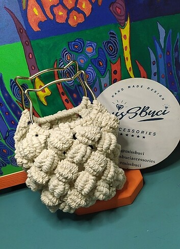 Popcorn çanta el örmesi  çift taraflı  - Görsel 5