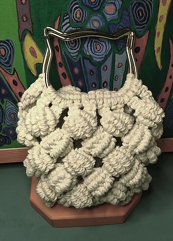 Popcorn çanta el örmesi  çift taraflı  - Görsel 6