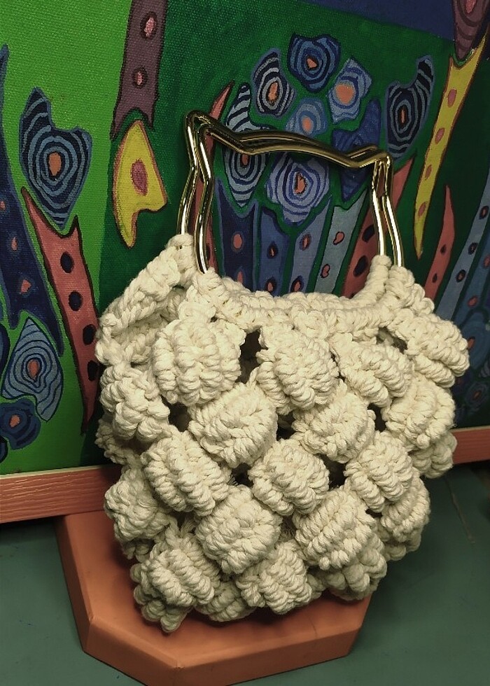 Popcorn çanta el örmesi  çift taraflı  - Görsel 3