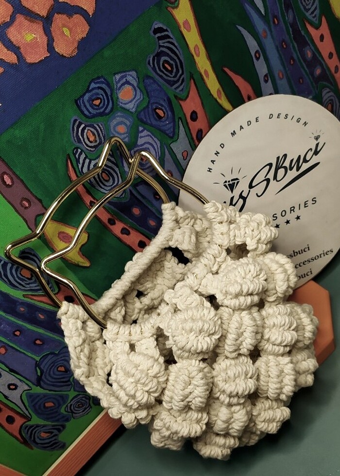 Popcorn çanta el örmesi  çift taraflı  - Görsel 2