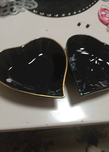 Siyah Kalp Şekilli Tabak Seti - Görsel 4