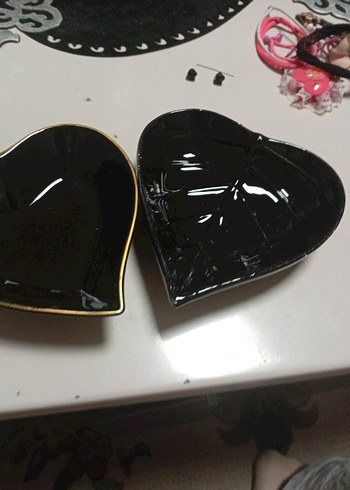 Siyah Kalp Şekilli Tabak Seti - Görsel 2