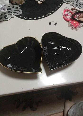 Siyah Kalp Şekilli Tabak Seti - Görsel 7