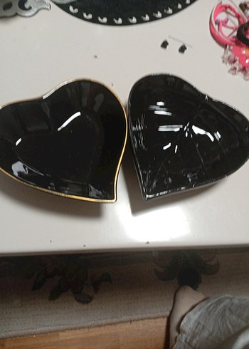 Siyah Kalp Şekilli Tabak Seti - Görsel 8