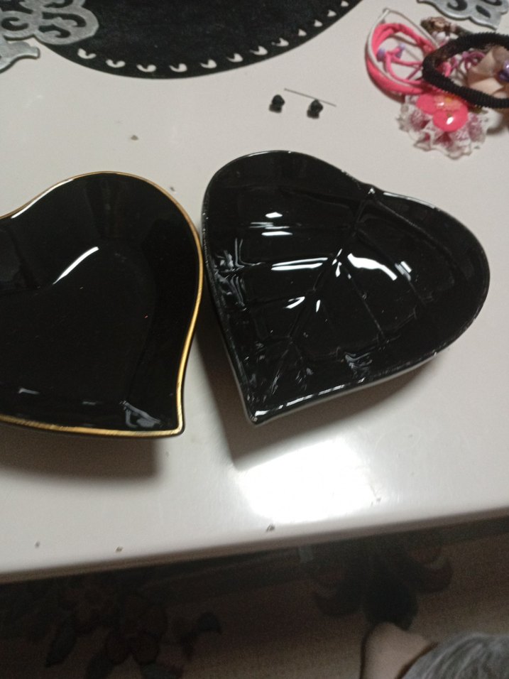 Siyah Kalp Şekilli Tabak Seti - Görsel 2