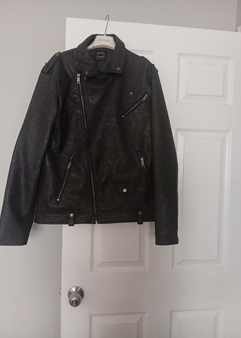 Siyah Deri Biker Ceket, Normal Boy, Fermuarlı - Görsel 6