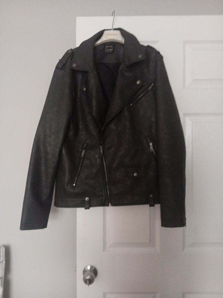 Siyah Deri Biker Ceket, Normal Boy, Fermuarlı - Görsel 3