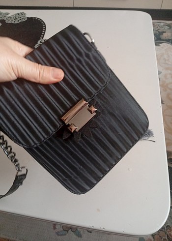 Kilitli Siyah Deri Kadın Çanta - Görsel 6