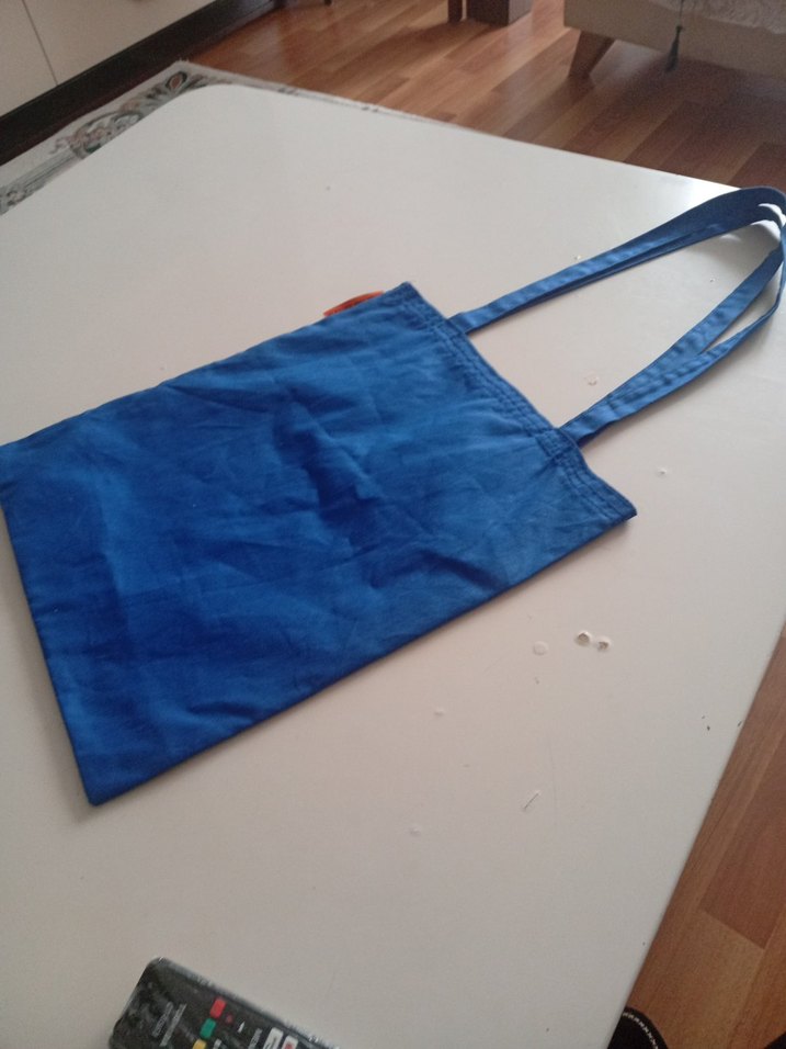 Mavi Baskılı Fermuarlı Kadın El Çantası - Görsel 4