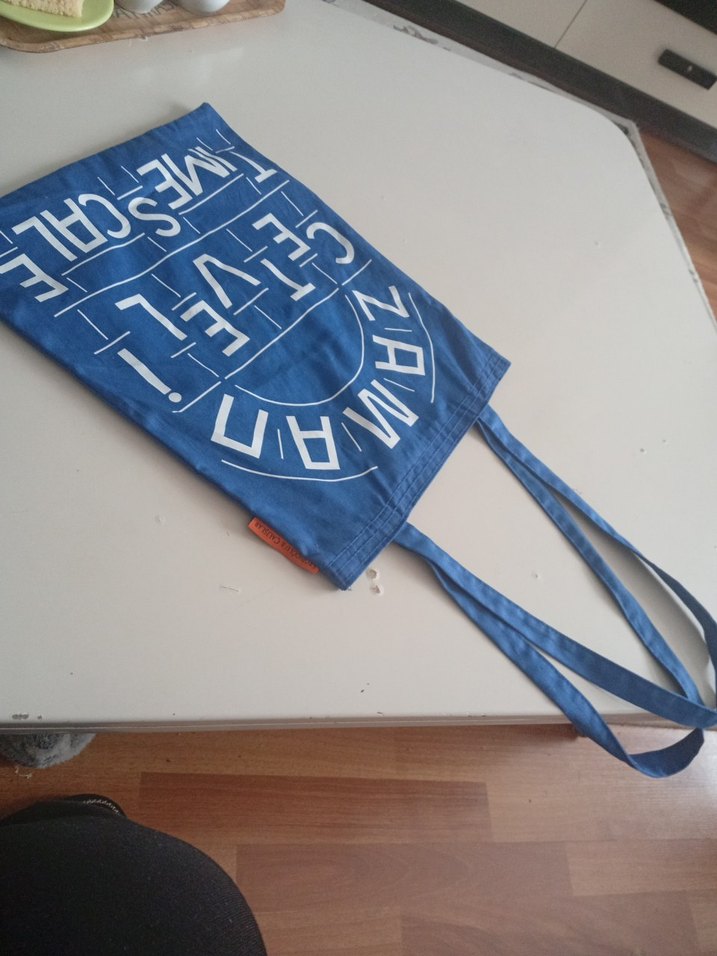 Mavi Baskılı Fermuarlı Kadın El Çantası - Görsel 2