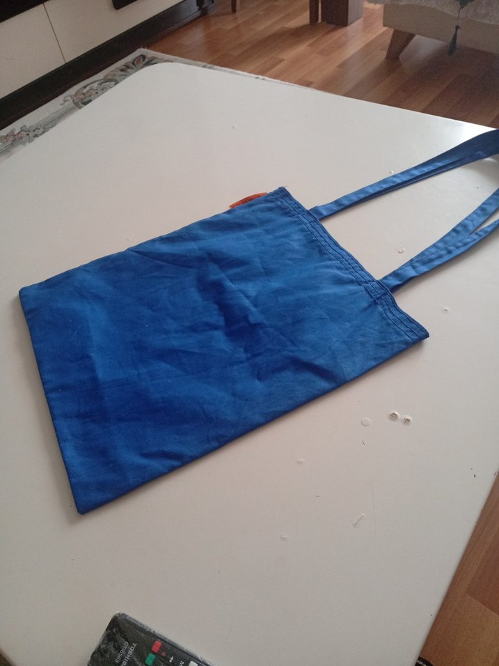 Mavi Baskılı Fermuarlı Kadın El Çantası - Görsel 5