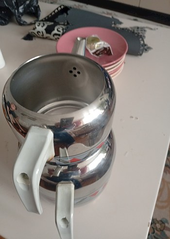 Gri Desenli Çelik Çaydanlık Seti - Görsel 4