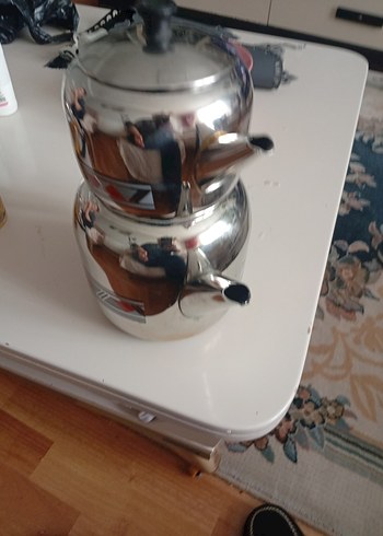 Gri Desenli Çelik Çaydanlık Seti - Görsel 2