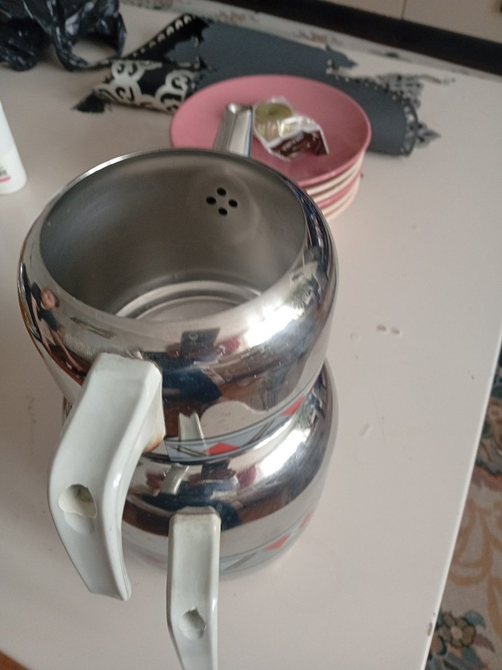 Gri Desenli Çelik Çaydanlık Seti - Görsel 4