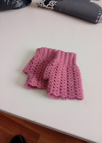 Pembe Örgü Kadın Eldiveni - Görsel 3