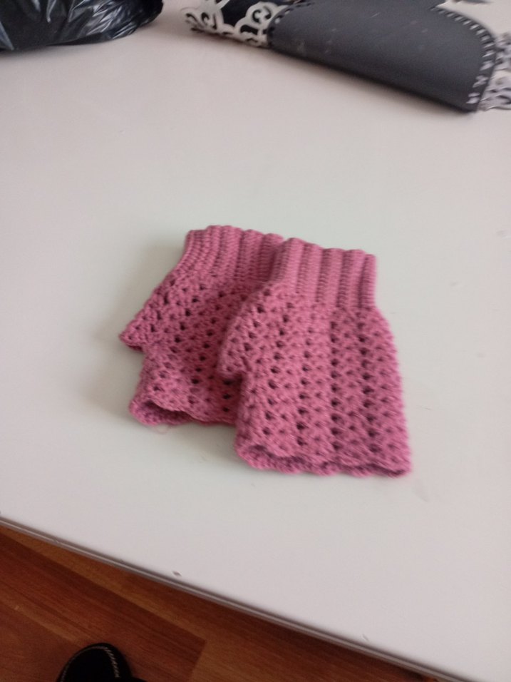 Pembe Örgü Kadın Eldiveni - Görsel 3