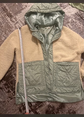 Zara Kapüşonlu krem Peluş Ceket