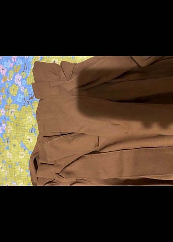 Kahverengi Kemerli Kadın Kumaş Pantolon - Görsel 3