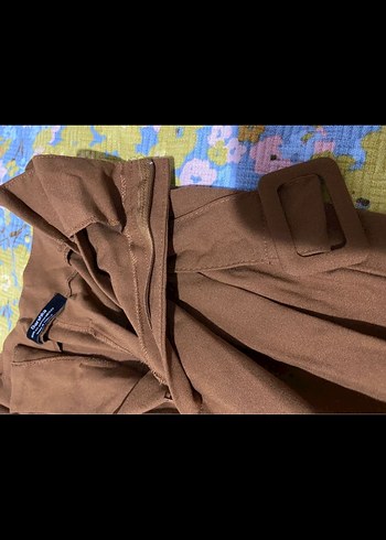Kahverengi Kemerli Kadın Kumaş Pantolon - Görsel 5