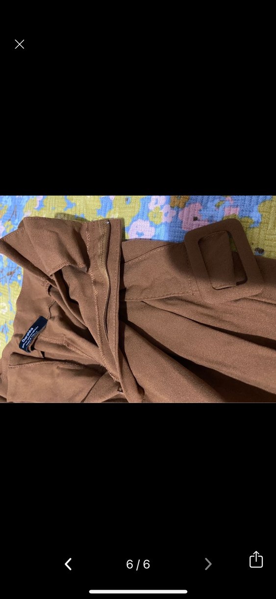 Kahverengi Kemerli Kadın Kumaş Pantolon - Görsel 5