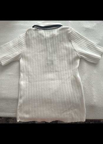 Beyaz Polo Yaka Kısa Kollu Tişört - Görsel 2