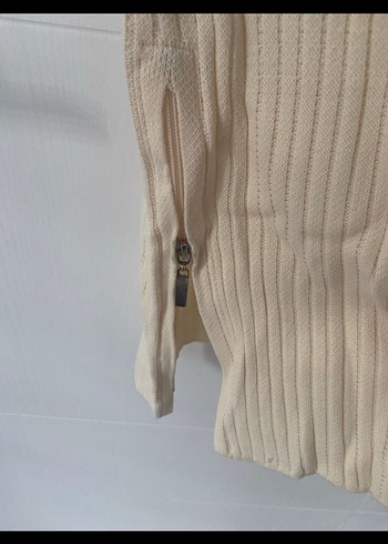 Bej Uzun Kollu Yüksek Yaka Triko Kazak takım - Görsel 5