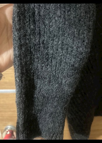 Gri V Yakalı Örgü Kadın Kazak - Görsel 4