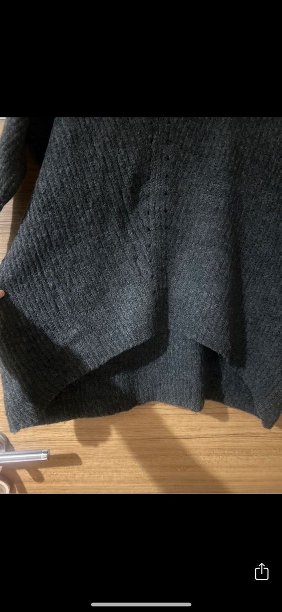 Gri V Yakalı Örgü Kadın Kazak - Görsel 3