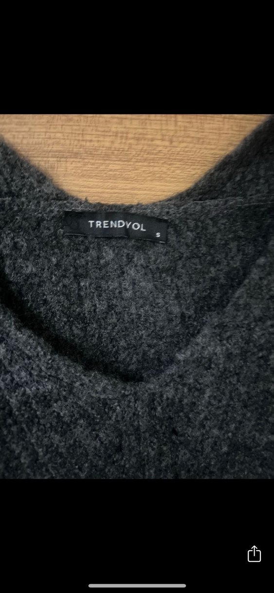 Gri V Yakalı Örgü Kadın Kazak - Görsel 2