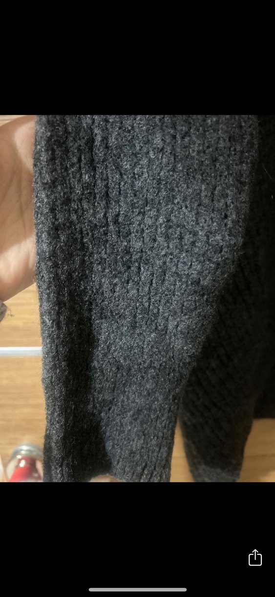 Gri V Yakalı Örgü Kadın Kazak - Görsel 4