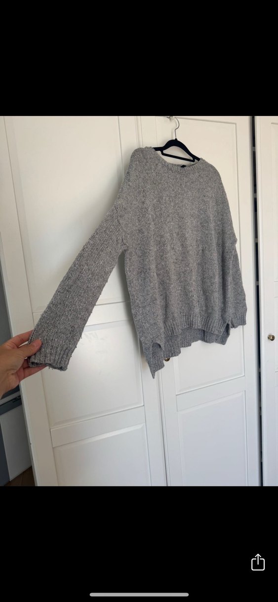 Gri Örgü Kadın Triko Kazak - Görsel 5