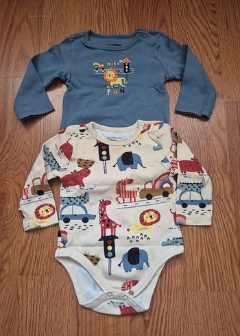 Uzun Kollu Pamuklu Bebek 2 li Body Seti - Görsel 2