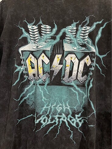 xl Beden siyah Renk AC & DC baskılı oversize tshirt