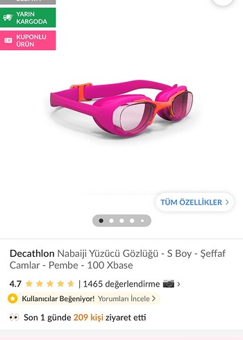 Decathlon Nabaiji Pembe Seffaf Yuzucu Gozlugu S Boy