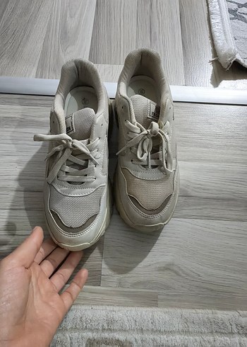 Bej Kadın Spor Ayakkabı Stiletto Topuklu - Görsel 3