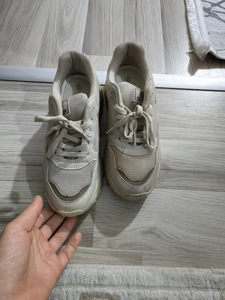 Bej Kadın Spor Ayakkabı Stiletto Topuklu - Görsel 3