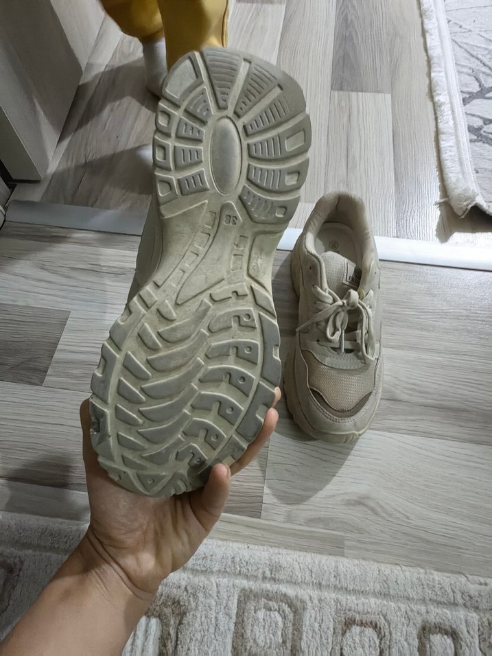 Bej Kadın Spor Ayakkabı Stiletto Topuklu - Görsel 4